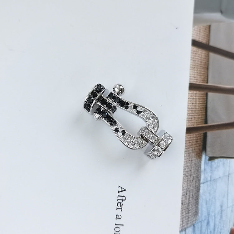 [Shinejoy]FORCE LARGE HORSESHOE BLACK WHITE DIAMOND BRACELET ROSE GOLD