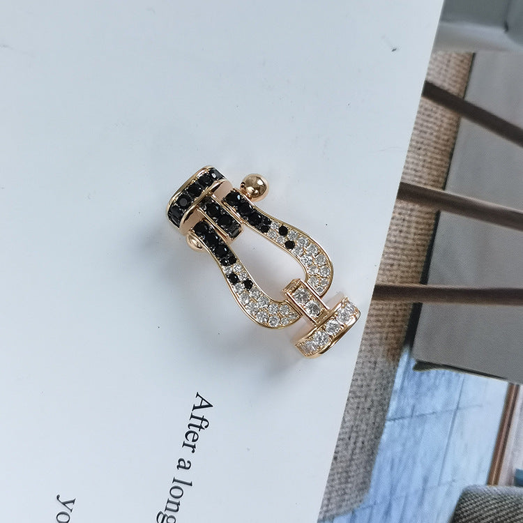 [Shinejoy]FORCE LARGE HORSESHOE BLACK WHITE DIAMOND BRACELET ROSE GOLD