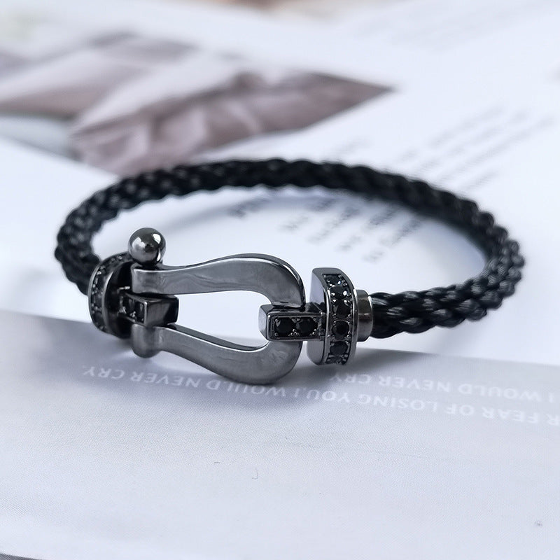 [Shinejoy]FORCE LARGE SERIES HORSESHOE BLACK SAMURAI BRACELET