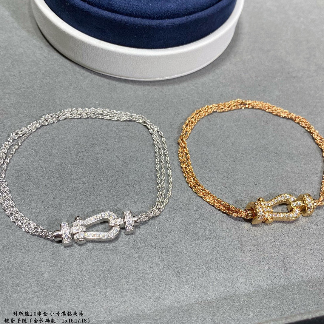 [Shinejoy]FORCE SMALL HORSESHOE  DIAMOND CHAIN ROPE BRACELET