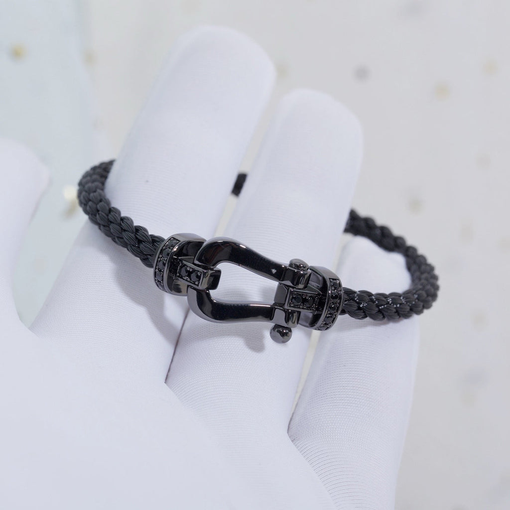 [Shinejoy]FORCE LARGE SERIES HORSESHOE BLACK SAMURAI BRACELET
