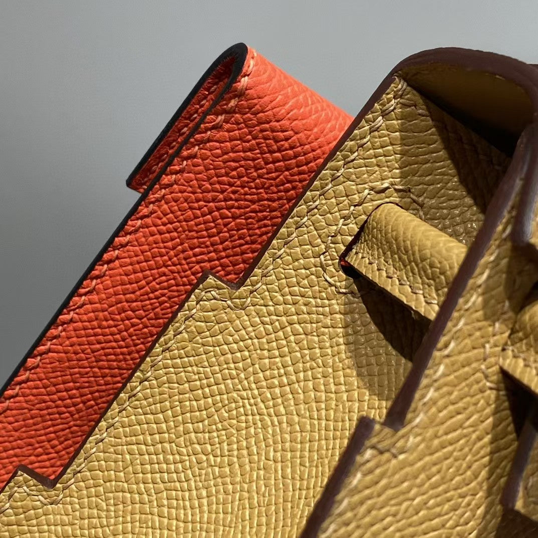 Poupée Kelly Picto Mini 18 cm en cuir de veau marron et bleu