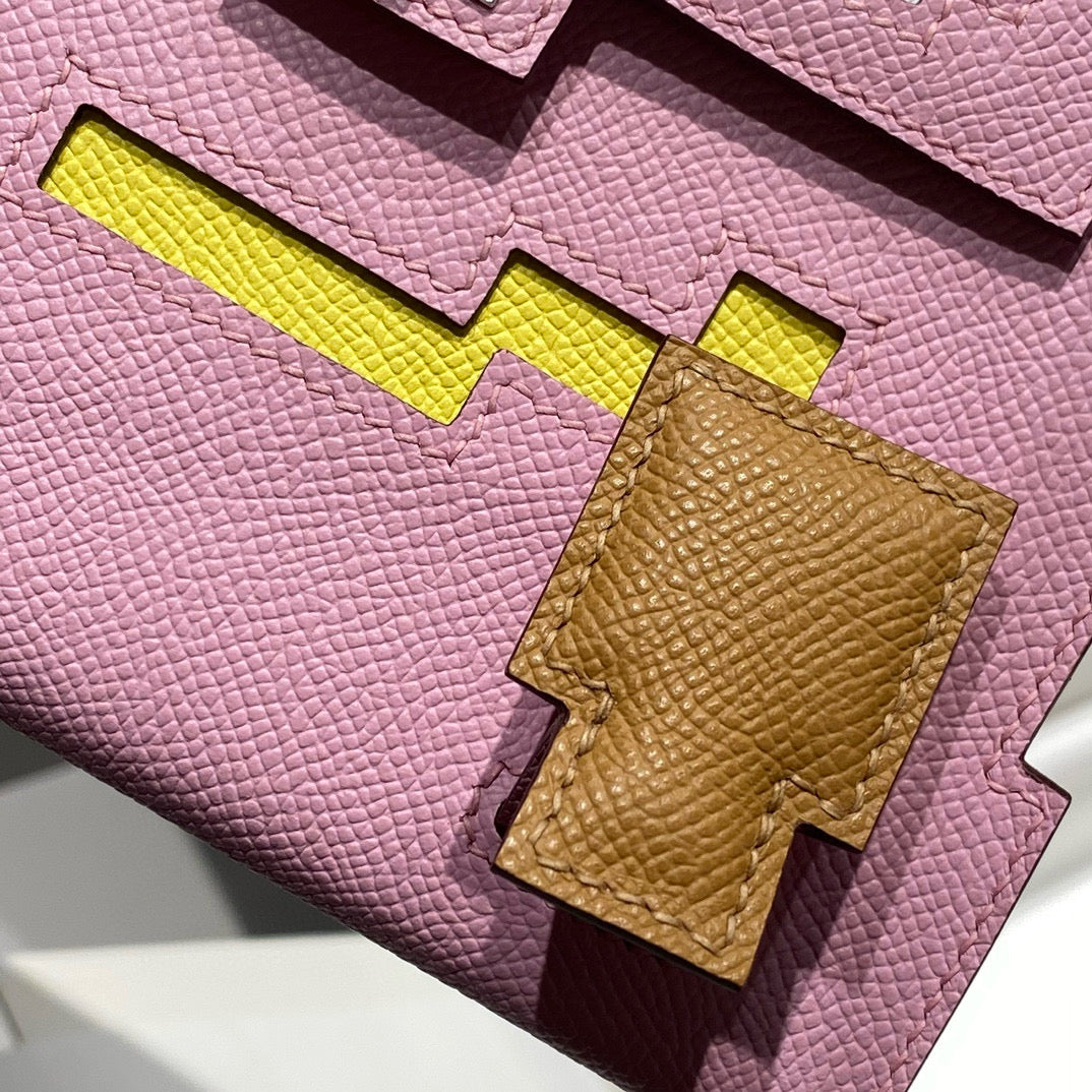 Poupée Kelly Picto Mini 18 pouces en cuir de veau rose et marron