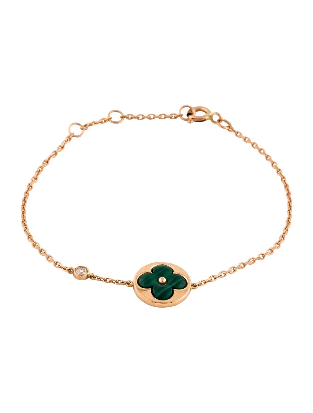 [Shinejoy]SUN MALACHITE 1 DIAMOND PINK GOLD BRACELET