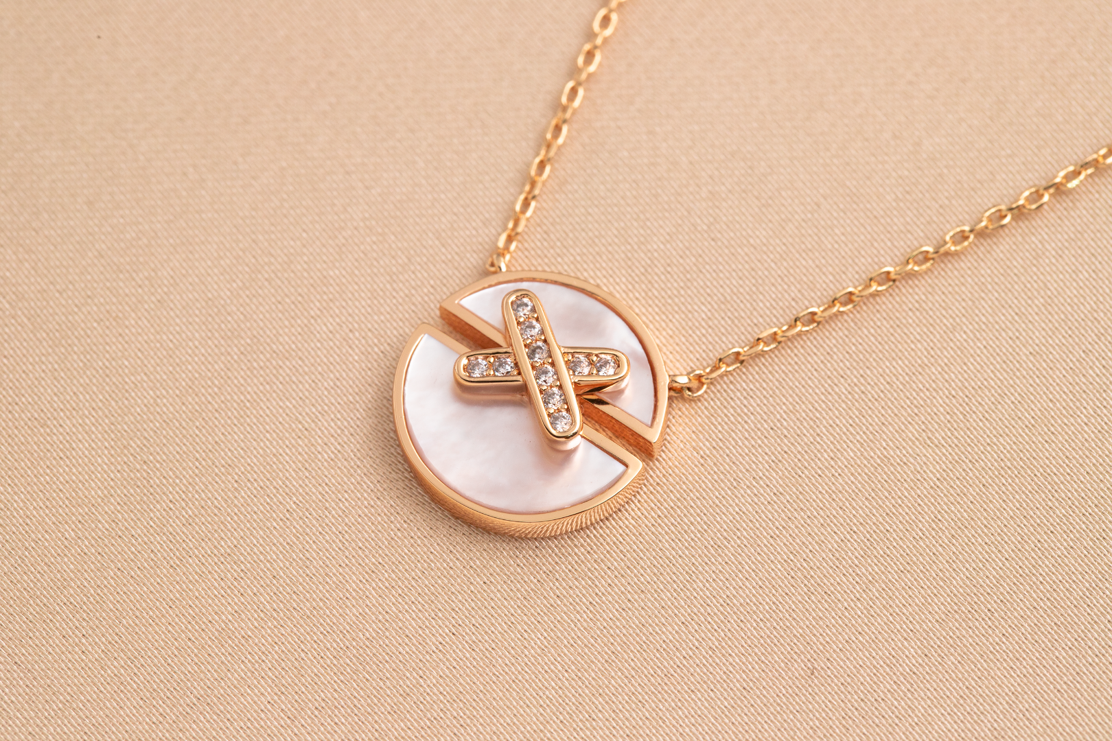 [Shinejoy]JEUX DE PINK GOLD DIAMOND NECKLACE