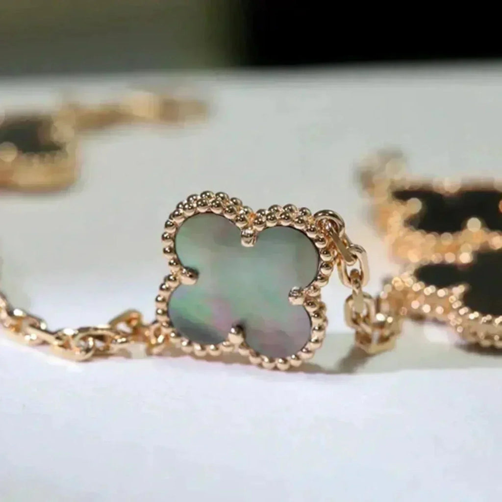 [⭐Shinejoy] COLLECTION DE BRACELETS CLOVER 5 MOTIF GRIS MOP