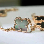 [⭐Shinejoy] COLLECTION DE BRACELETS CLOVER 5 MOTIF GRIS MOP