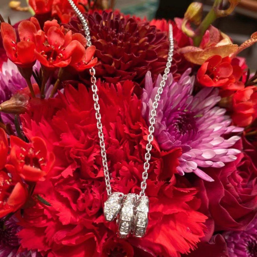 [Shinejoy]SERPENTI  NECKLACE DOUBLE RING DIAMOND