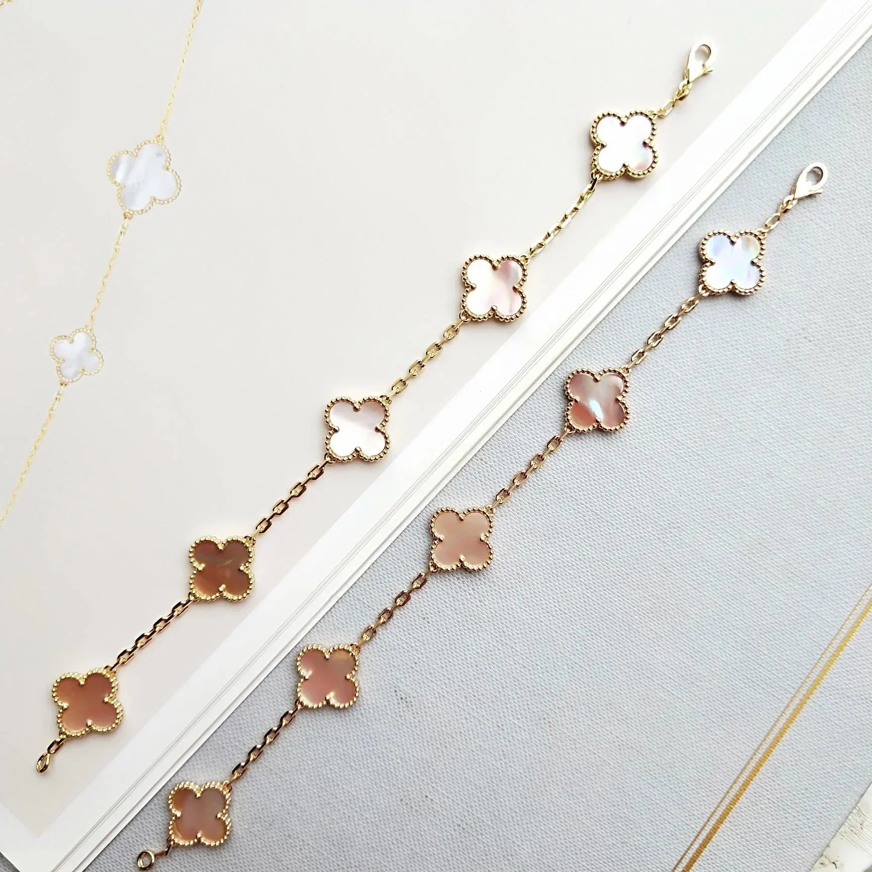 [⭐Shinejoy] CLOVER 5 MOTIFS  PINK MOP BRACELET COLLECTION