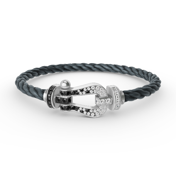 [Shinejoy]FORCE LARGE HORSESHOE BLACK WHITE DIAMOND BRACELET SILVER