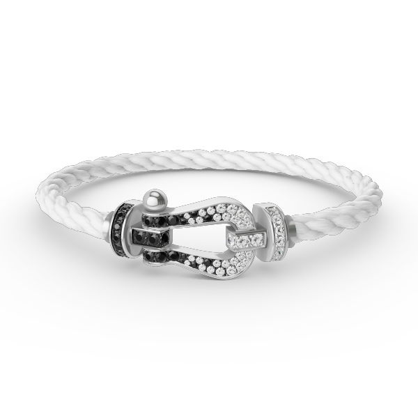 [Shinejoy]FORCE LARGE HORSESHOE BLACK WHITE DIAMOND BRACELET SILVER