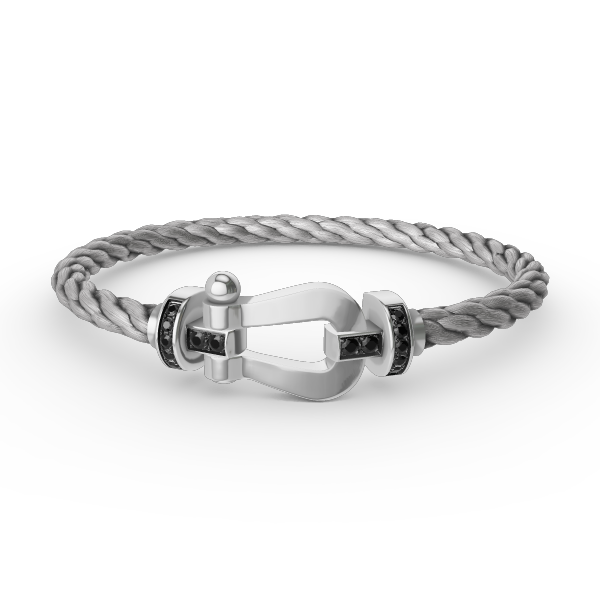 [Shinejoy]FORCE LARGE HORSESHOE BLACK DIAMOND BRACELET SILVER