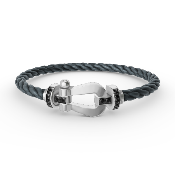 [Shinejoy]FORCE LARGE HORSESHOE BLACK DIAMOND BRACELET SILVER