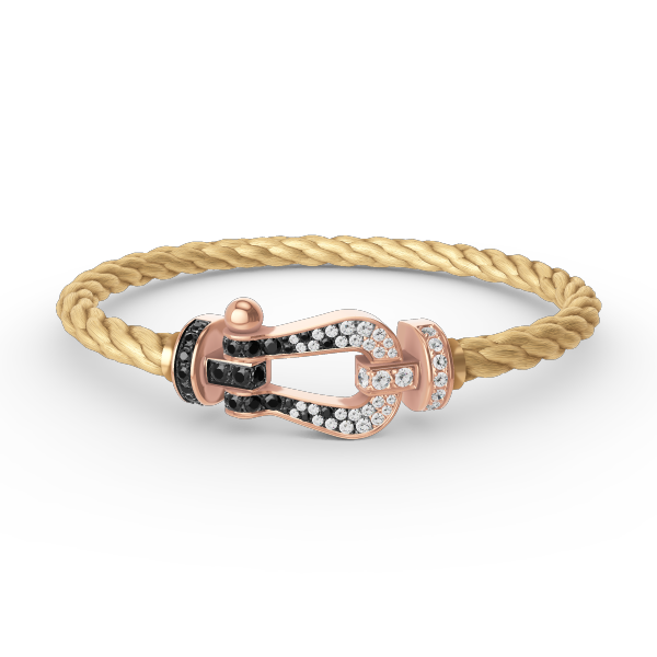 [Shinejoy]FORCE LARGE HORSESHOE BLACK WHITE DIAMOND BRACELET ROSE GOLD
