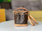 LV 25S NANO NOÉ 16 IN DARK BROWN MONOGRAM COATED CANVAS LEATHER TRIM