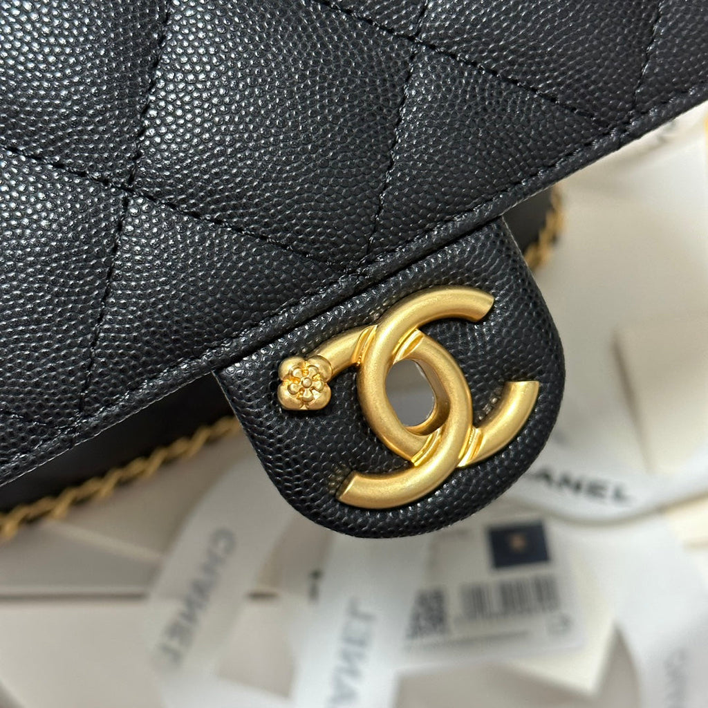 Sac à dos CC 22 en cuir de veau grainé noir