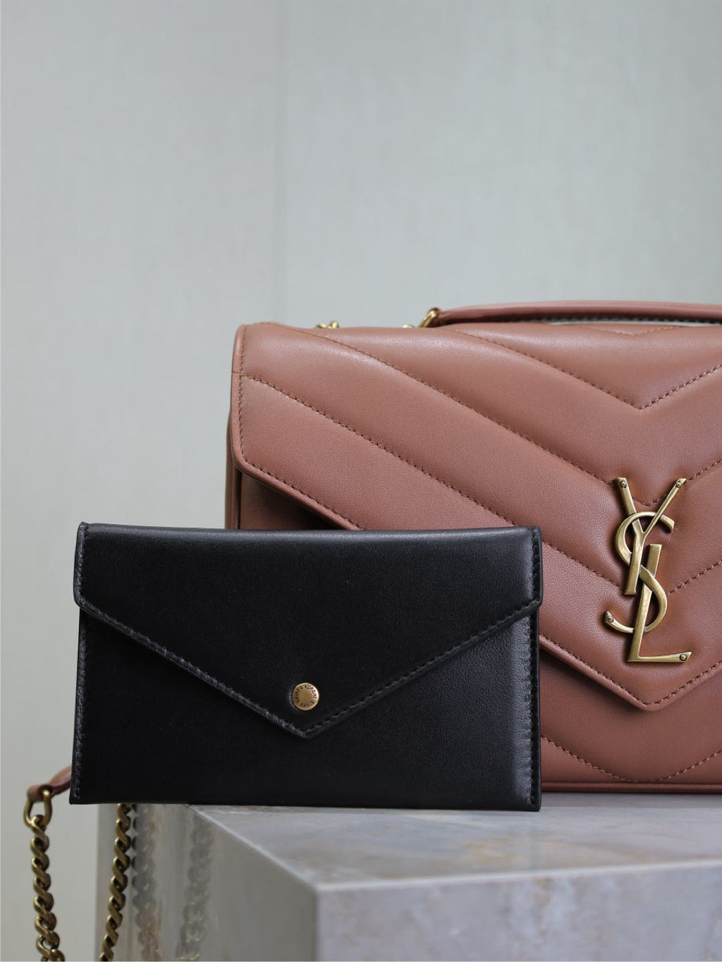 LOULOU MEDIUM 29 IN SALMON PINK SHEEPSKIN GOLD HARDWARE