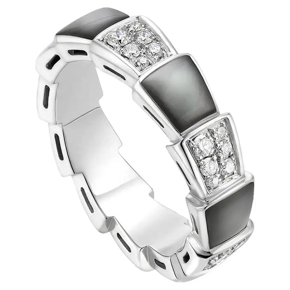 [Shinejoy]SERPENTI RING SILVER DIAMOND BLACK MOP 4MM