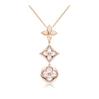 [Shinejoy]COLOR BLOSSOM LARIAT NECKLACE PINK GOLD WHITE MOTHER PEARL AND DIAMOND