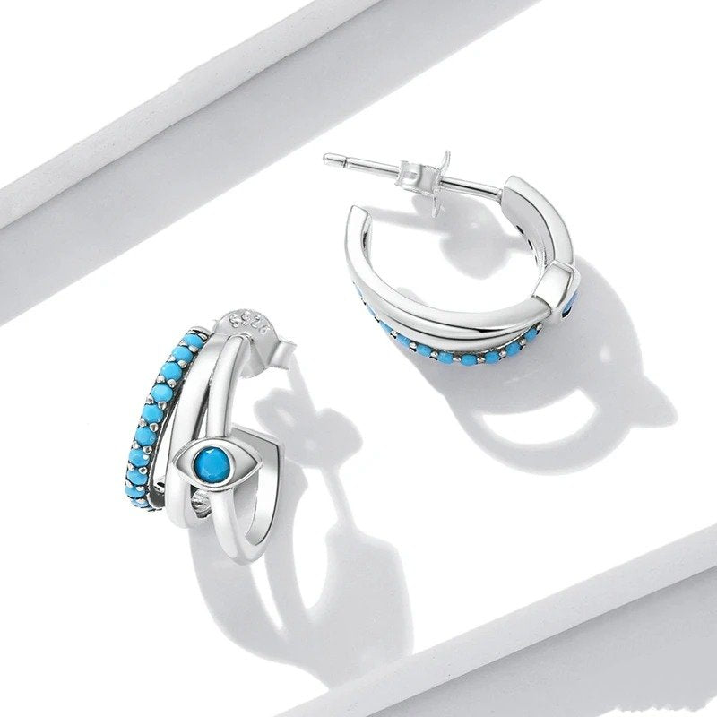 Boucles d'oreilles à clous multicouches Œil du diable