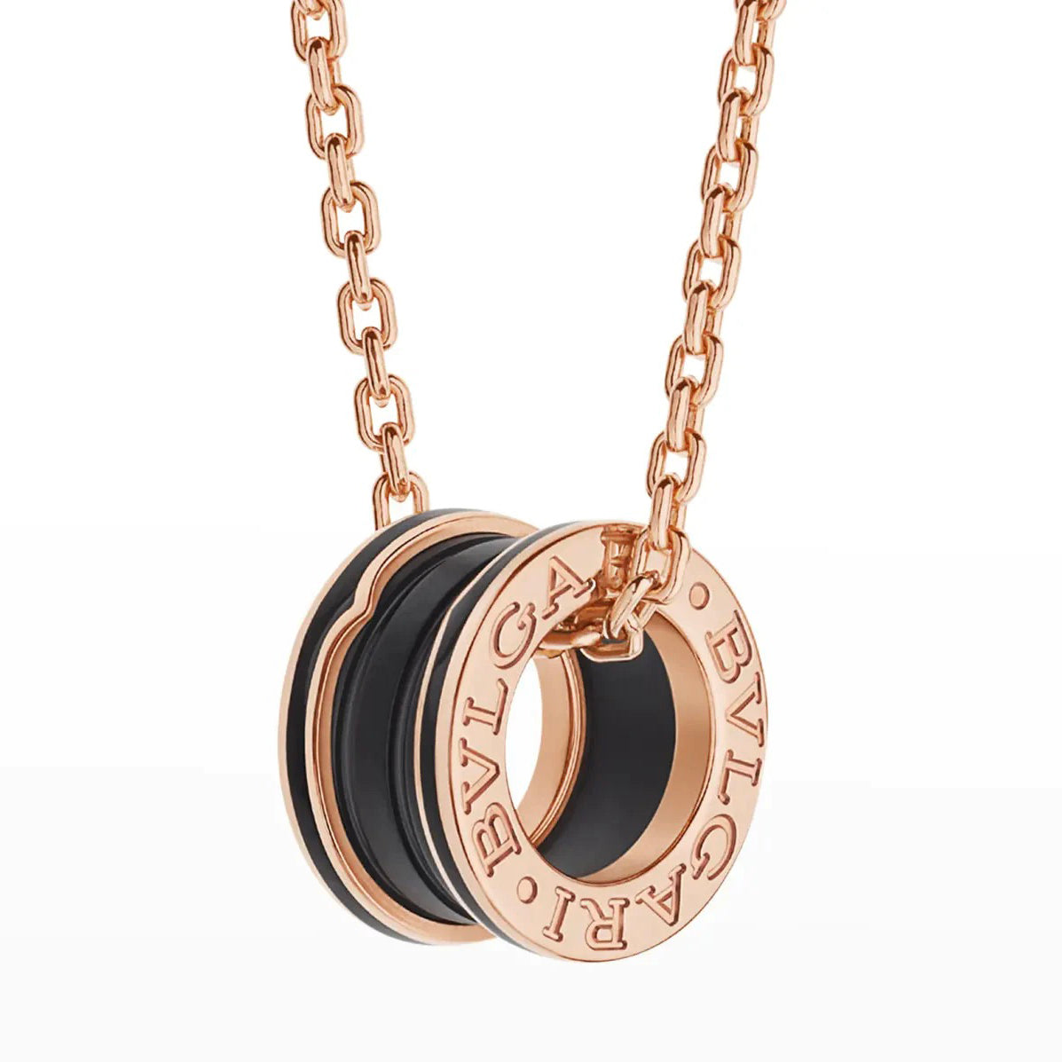 [Shinejoy]ZERO 1 BLACK CERAMIC PINK GOLD NECKLACE