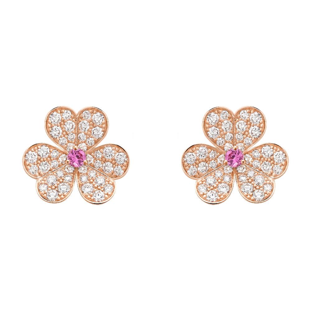 [Shinejoy]FRIVOLE PINK GOLD FLOWER DIAMOND EARRINGS