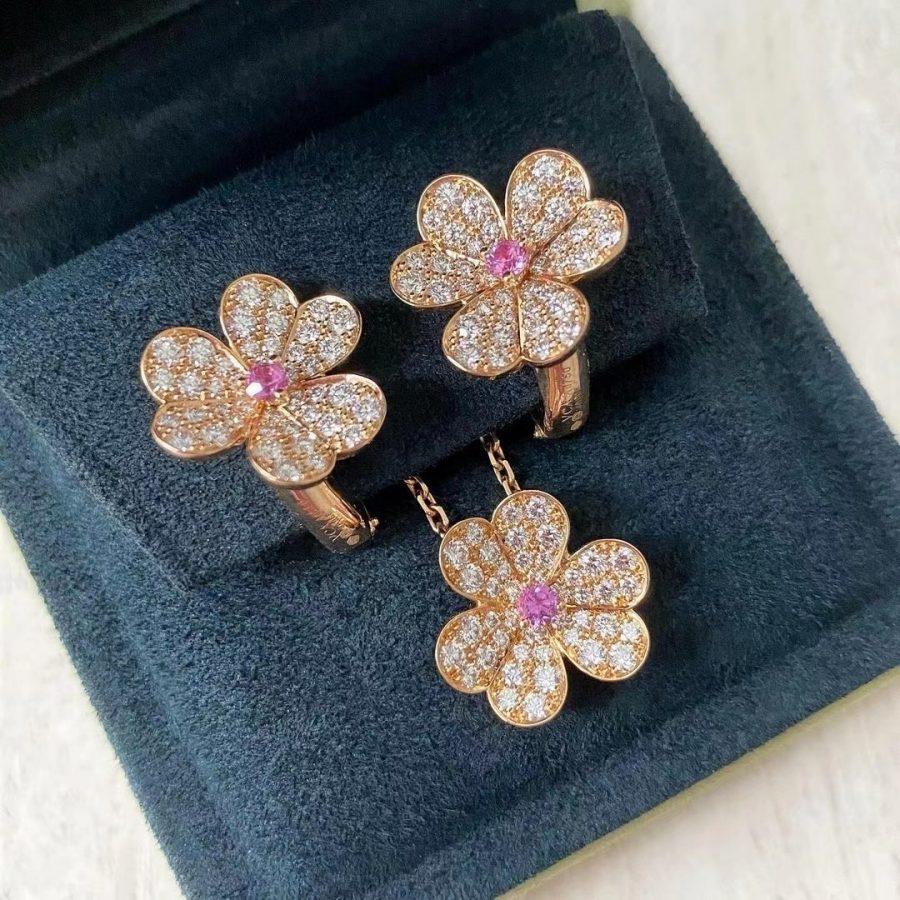[Shinejoy]FRIVOLE PINK GOLD FLOWER DIAMOND EARRINGS