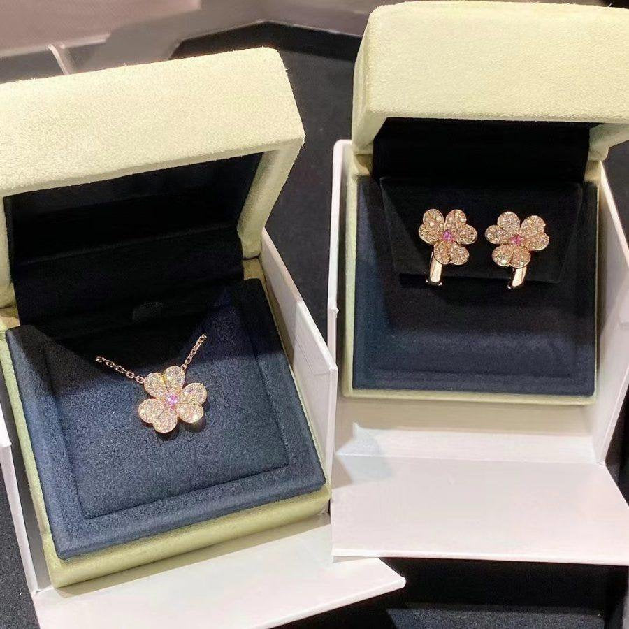 [Shinejoy]FRIVOLE PINK GOLD FLOWER DIAMOND EARRINGS
