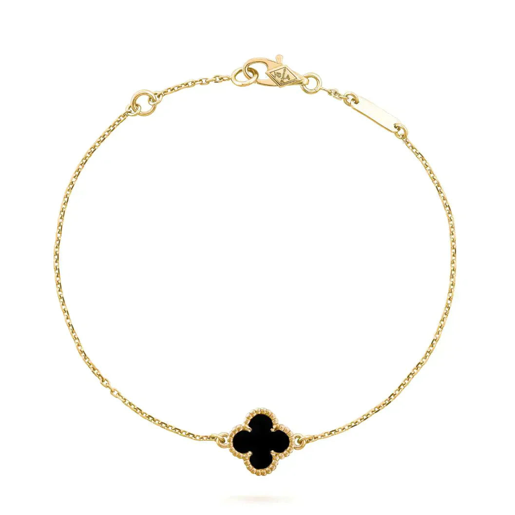 [Shinejoy]CLOVER ONYX SINGLE FLOWER BRACELET