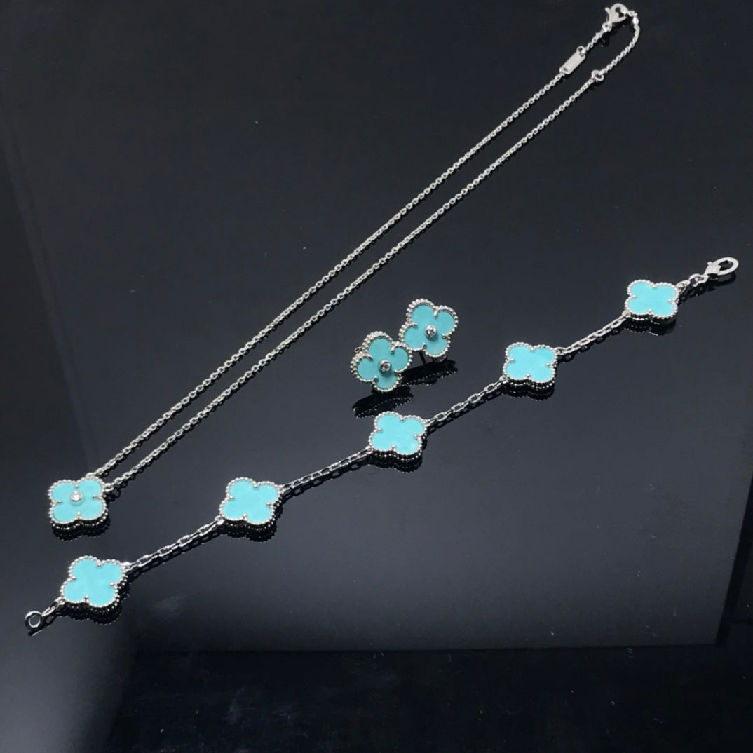[Shinejoy]CLOVER 1 DIAMOND BLUE SKY SILVER EARRINGS