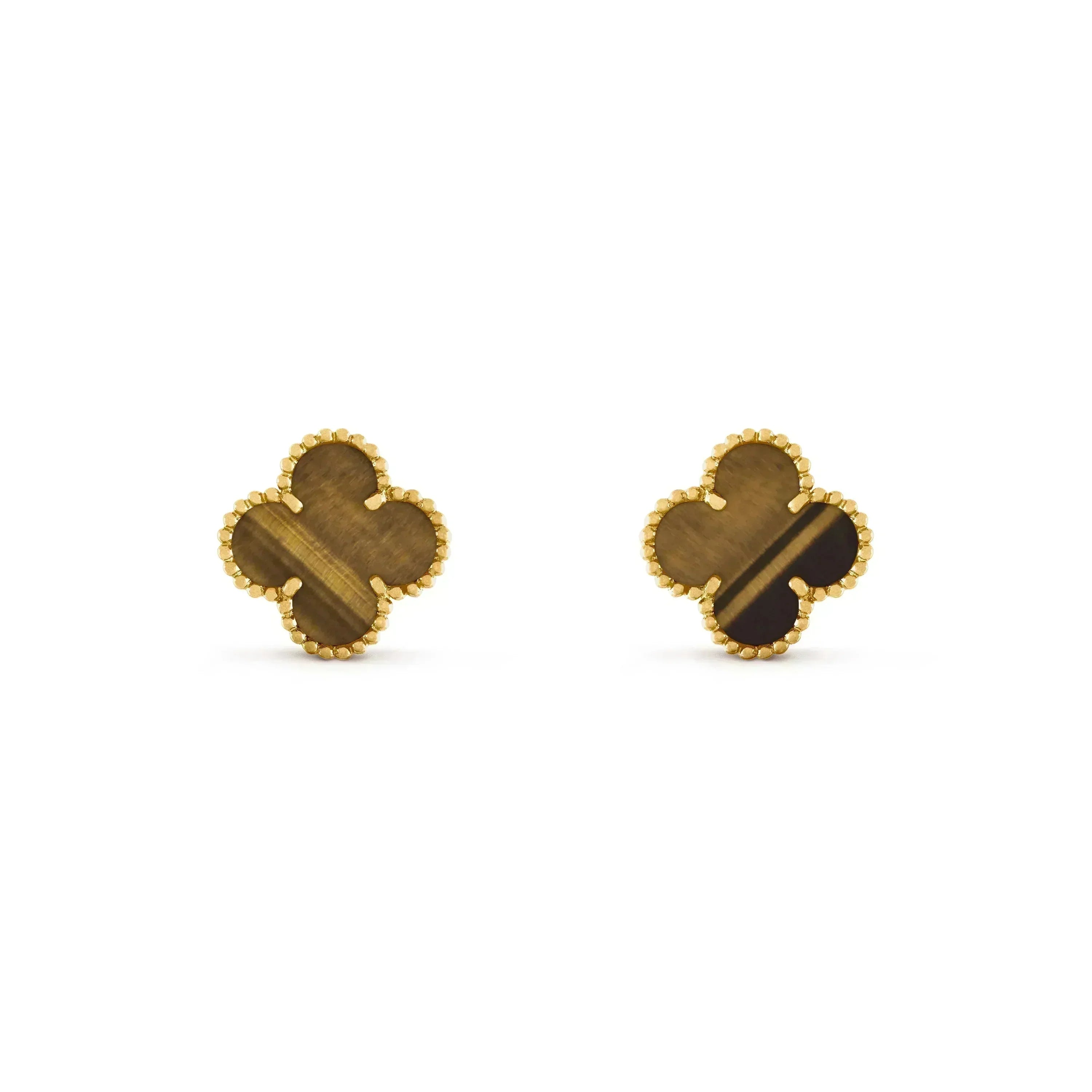 [Shinejoy]CLOVER MEDIUM 1 MOTIFS TIGER EYE EARRINGS