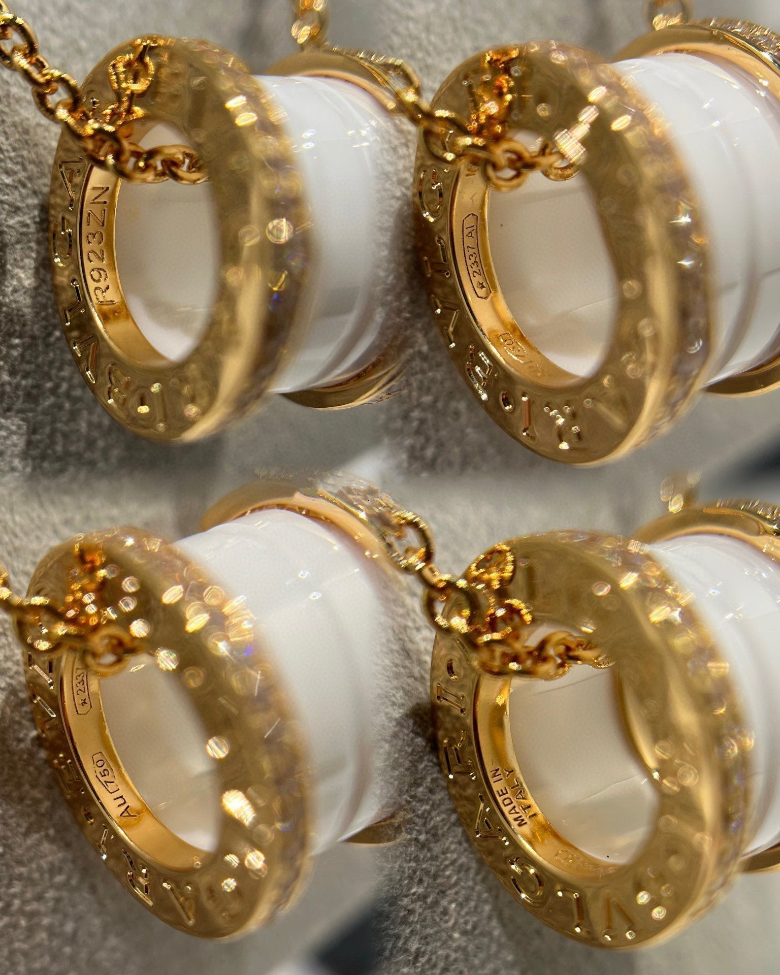 [Shinejoy]ZERO 1 WHITE CERAMIC DIAMOND PINK GOLD NECKLACE